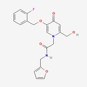 molecular formula C20H19FN2O5 B2497152 2-(5-((2-fluorobenzyl)oxy)-2-(hydroxymethyl)-4-oxopyridin-1(4H)-yl)-N-(furan-2-ylmethyl)acetamide CAS No. 941885-58-1