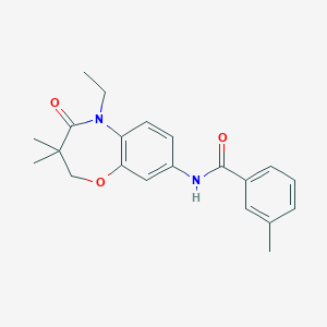molecular formula C21H24N2O3 B2497155 N-(5-ethyl-3,3-dimethyl-4-oxo-2,3,4,5-tetrahydrobenzo[b][1,4]oxazepin-8-yl)-3-methylbenzamide CAS No. 921868-88-4