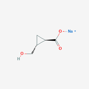molecular formula C5H7NaO3 B2497156 Sodium;(1R,2R)-2-(hydroxymethyl)cyclopropane-1-carboxylate CAS No. 2361639-90-7