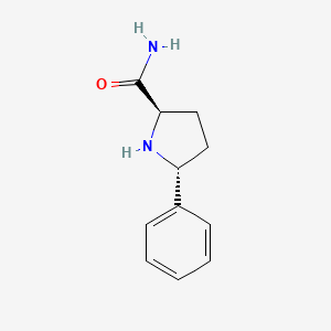 molecular formula C11H14N2O B2497160 (2R,5R)-5-苯基吡咯啉-2-羧酰胺 CAS No. 1843449-58-0