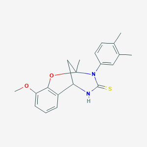 molecular formula C20H22N2O2S B2497162 10-(3,4-dimethylphenyl)-6-methoxy-9-methyl-8-oxa-10,12-diazatricyclo[7.3.1.0^{2,7}]trideca-2,4,6-triene-11-thione CAS No. 1019149-33-7