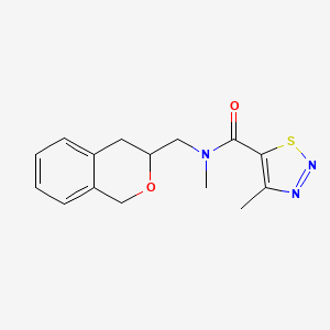 molecular formula C15H17N3O2S B2497168 N-(isochroman-3-ylmethyl)-N,4-dimethyl-1,2,3-thiadiazole-5-carboxamide CAS No. 2034402-85-0