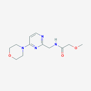 molecular formula C12H18N4O3 B2497170 2-甲氧基-N-((4-吗啉基嘧啶-2-基)甲基)乙酰胺 CAS No. 1790199-51-7