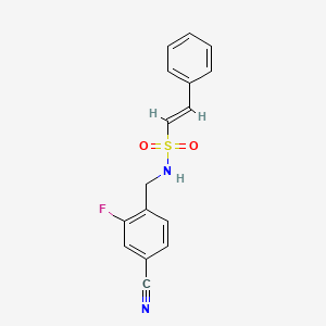 molecular formula C16H13FN2O2S B2497173 (E)-N-[(4-cyano-2-fluorophenyl)methyl]-2-phenylethenesulfonamide CAS No. 1334023-54-9