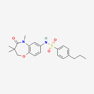 molecular formula C21H26N2O4S B2497180 4-propyl-N-(3,3,5-trimethyl-4-oxo-2,3,4,5-tetrahydrobenzo[b][1,4]oxazepin-7-yl)benzenesulfonamide CAS No. 921908-40-9