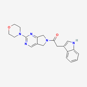 molecular formula C20H21N5O2 B2497188 2-(1H-indol-3-yl)-1-(2-morpholino-5H-pyrrolo[3,4-d]pyrimidin-6(7H)-yl)ethanone CAS No. 2034371-08-7