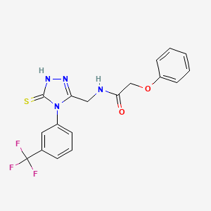 molecular formula C18H15F3N4O2S B2497194 2-phenoxy-N-[[5-sulfanylidene-4-[3-(trifluoromethyl)phenyl]-1H-1,2,4-triazol-3-yl]methyl]acetamide CAS No. 391888-02-1