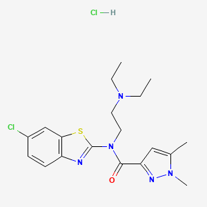 molecular formula C19H25Cl2N5OS B2497214 N-(6-chlorobenzo[d]thiazol-2-yl)-N-(2-(diethylamino)ethyl)-1,5-dimethyl-1H-pyrazole-3-carboxamide hydrochloride CAS No. 1329871-93-3