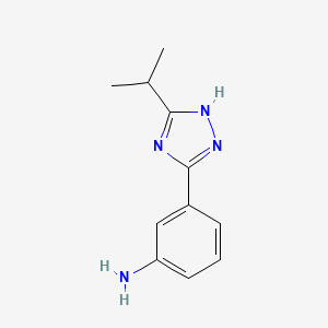 molecular formula C11H14N4 B2497219 3-(3-isopropyl-1H-1,2,4-triazol-5-yl)aniline CAS No. 1216161-17-9