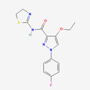molecular formula C15H15FN4O2S B2497225 N-(4,5-dihydrothiazol-2-yl)-4-ethoxy-1-(4-fluorophenyl)-1H-pyrazole-3-carboxamide CAS No. 1209301-90-5