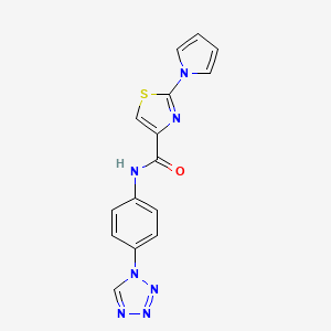 molecular formula C15H11N7OS B2497236 N-(4-(1H-四唑-1-基)苯基)-2-(1H-吡咯-1-基)噻唑-4-甲酰胺 CAS No. 1206995-51-8