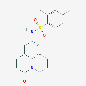 molecular formula C21H24N2O3S B2497237 2,4,6-trimethyl-N-(3-oxo-1,2,3,5,6,7-hexahydropyrido[3,2,1-ij]quinolin-9-yl)benzenesulfonamide CAS No. 898427-57-1