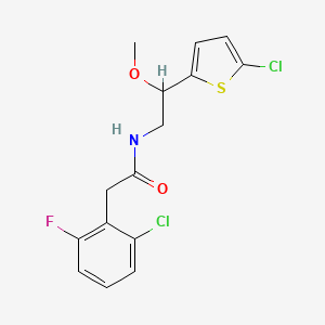 molecular formula C15H14Cl2FNO2S B2497242 2-(2-chloro-6-fluorophenyl)-N-(2-(5-chlorothiophen-2-yl)-2-methoxyethyl)acetamide CAS No. 2034403-69-3