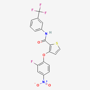 3-(2-fluoro-4-nitrophenoxy)-N-[3-(trifluoromethyl)phenyl]thiophene-2-carboxamide