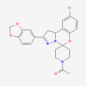 molecular formula C23H22BrN3O4 B2497253 1-(2-(苯并[d][1,3]二噁杂环[5,4-c][1,3]噁嗪-5-基)-9-溴-1,10b-二氢螺[苯并[e]吡唑喹唑[1,5-c][1,3]噁嗪-5,4'-哌啶]-1'-基)乙酮 CAS No. 899983-57-4