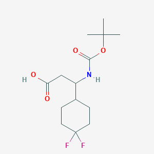 molecular formula C14H23F2NO4 B2497254 3-(4,4-Difluorocyclohexyl)-3-[(2-methylpropan-2-yl)oxycarbonylamino]propanoic acid CAS No. 2286721-25-1