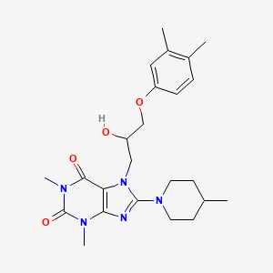 molecular formula C24H33N5O4 B2497260 7-(3-(3,4-二甲基苯氧基)-2-羟基丙基)-1,3-二甲基-8-(4-甲基哌啶-1-基)-1H-嘧啶-2,6(3H,7H)-二酮 CAS No. 923107-55-5