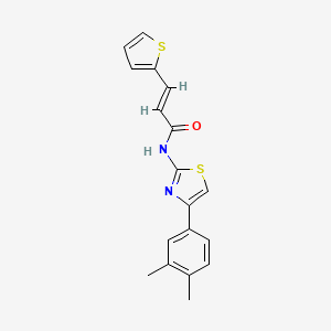 molecular formula C18H16N2OS2 B2497265 (E)-N-(4-(3,4-dimethylphenyl)thiazol-2-yl)-3-(thiophen-2-yl)acrylamide CAS No. 1164494-11-4