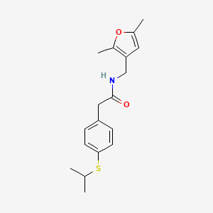 molecular formula C18H23NO2S B2497269 N-((2,5-dimethylfuran-3-yl)methyl)-2-(4-(isopropylthio)phenyl)acetamide CAS No. 1351585-50-6