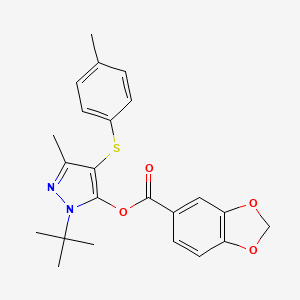 molecular formula C23H24N2O4S B2497275 [2-Tert-butyl-5-methyl-4-(4-methylphenyl)sulfanylpyrazol-3-yl] 1,3-benzodioxole-5-carboxylate CAS No. 851127-93-0