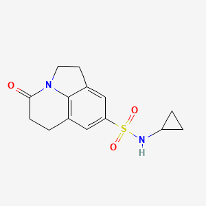 molecular formula C14H16N2O3S B2497277 N-cyclopropyl-11-oxo-1-azatricyclo[6.3.1.0^{4,12}]dodeca-4(12),5,7-triene-6-sulfonamide CAS No. 898436-32-3