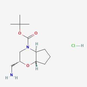 molecular formula C13H25ClN2O3 B2497287 Tert-butyl (2R,4aS,7aS)-2-(aminomethyl)-3,4a,5,6,7,7a-hexahydro-2H-cyclopenta[b][1,4]oxazine-4-carboxylate;hydrochloride CAS No. 2375248-58-9