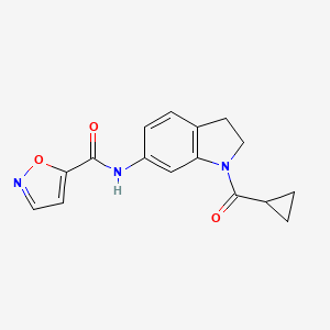 molecular formula C16H15N3O3 B2497291 N-(1-(环丙酰基)吲哚-6-基)异噁唑-5-甲酰胺 CAS No. 1209721-09-4