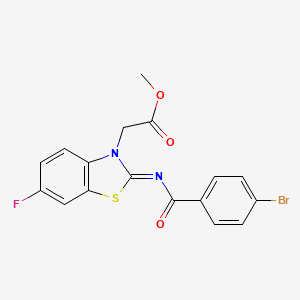 molecular formula C17H12BrFN2O3S B2497292 甲基 2-[2-(4-溴苯甲酰)亚氨基-6-氟-1,3-苯并噻唑-3-基]乙酸酯 CAS No. 1006012-27-6
