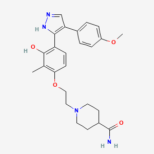 1-(2-(3-hydroxy-4-(4-(4-methoxyphenyl)-1H-pyrazol-3-yl)-2-methylphenoxy)ethyl)piperidine-4-carboxamide