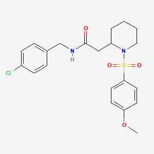 molecular formula C21H25ClN2O4S B2497304 N-(4-chlorobenzyl)-2-(1-((4-methoxyphenyl)sulfonyl)piperidin-2-yl)acetamide CAS No. 941955-95-9