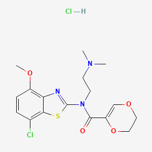 N-(7-chloro-4-methoxybenzo[d]thiazol-2-yl)-N-(2-(dimethylamino)ethyl)-5,6-dihydro-1,4-dioxine-2-carboxamide hydrochloride