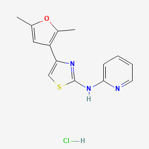 molecular formula C14H14ClN3OS B2497312 4-(2,5-dimethylfuran-3-yl)-N-(pyridin-2-yl)thiazol-2-amine hydrochloride CAS No. 2034528-60-2