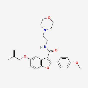 molecular formula C26H30N2O5 B2497320 2-(4-methoxyphenyl)-5-[(2-methylprop-2-en-1-yl)oxy]-N-[2-(morpholin-4-yl)ethyl]-1-benzofuran-3-carboxamide CAS No. 929452-11-9
