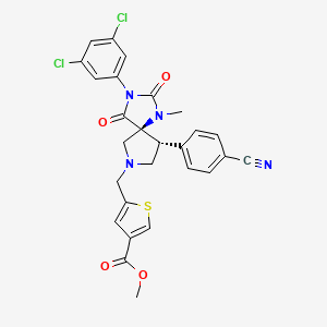 molecular formula C27H22Cl2N4O4S B2497321 5-[(5S*,9R*)-9-(4-氰基苯基)-3-(3,5-二氯苯基)-1-甲基-2,4-二氧代-1,3,7-三氮杂螺[4.4]壬-7-基甲基]-噻吩-3-甲酸甲酯 CAS No. 882004-95-7