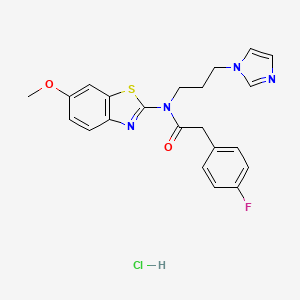 N-(3-(1H-imidazol-1-yl)propyl)-2-(4-fluorophenyl)-N-(6-methoxybenzo[d]thiazol-2-yl)acetamide hydrochloride