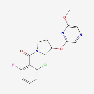 molecular formula C16H15ClFN3O3 B2497331 (2-氯-6-氟苯基)(3-((6-甲氧基吡嗪-2-基)氧基)吡咯烷-1-基)甲酮 CAS No. 2034562-60-0