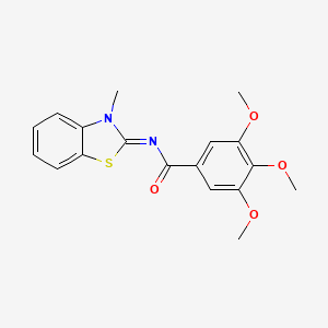 molecular formula C18H18N2O4S B2497336 3,4,5-trimethoxy-N-(3-methyl-1,3-benzothiazol-2-ylidene)benzamide CAS No. 53641-53-5