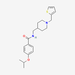 molecular formula C21H28N2O2S B2497341 4-异丙氧基-N-((1-(噻吩-2-基甲基哌啶-4-基)甲基)苯甲酰胺 CAS No. 954079-84-6