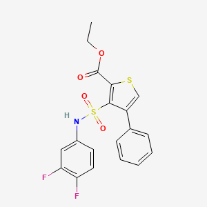 molecular formula C19H15F2NO4S2 B2497343 Ethyl 3-{[(3,4-difluorophenyl)amino]sulfonyl}-4-phenylthiophene-2-carboxylate CAS No. 941888-37-5