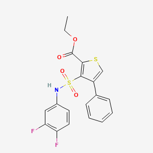 molecular formula C19H15F2NO4S2 B2497343 Ethyl 3-[(3,4-difluorophenyl)sulfamoyl]-4-phenylthiophene-2-carboxylate CAS No. 941888-37-5