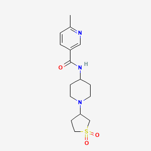 molecular formula C16H23N3O3S B2497348 N-(1-(1,1-dioxidotetrahydrothiophen-3-yl)piperidin-4-yl)-6-methylnicotinamide CAS No. 2034232-70-5