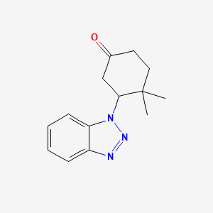 molecular formula C14H17N3O B2497349 3-(Benzotriazol-1-yl)-4,4-dimethylcyclohexan-1-one CAS No. 300395-38-4
