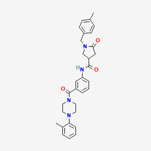 molecular formula C31H34N4O3 B2497350 1-[(4-methylphenyl)methyl]-N-{3-[4-(2-methylphenyl)piperazine-1-carbonyl]phenyl}-5-oxopyrrolidine-3-carboxamide CAS No. 2380176-92-9