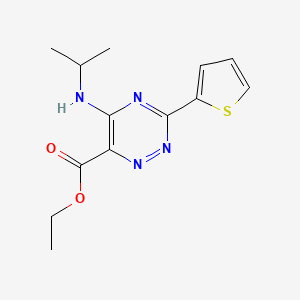 molecular formula C13H16N4O2S B2497355 Ethyl 5-(isopropylamino)-3-(2-thienyl)-1,2,4-triazine-6-carboxylate CAS No. 866136-28-9