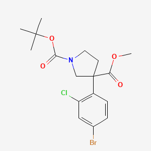 molecular formula C17H21BrClNO4 B2497369 1-(叔丁基) 3-甲基 3-(4-溴-2-氯苯基)吡咯烷-1,3-二羧酸酯 CAS No. 2126159-88-2