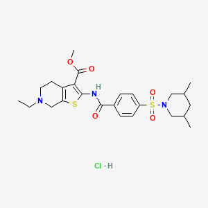 molecular formula C25H34ClN3O5S2 B2497378 Methyl 2-(4-((3,5-dimethylpiperidin-1-yl)sulfonyl)benzamido)-6-ethyl-4,5,6,7-tetrahydrothieno[2,3-c]pyridine-3-carboxylate hydrochloride CAS No. 1215619-10-5