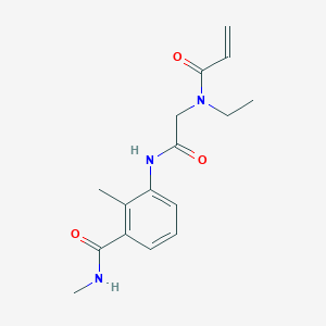 molecular formula C16H21N3O3 B2497382 3-[[2-[Ethyl(prop-2-enoyl)amino]acetyl]amino]-N,2-dimethylbenzamide CAS No. 2361792-72-3