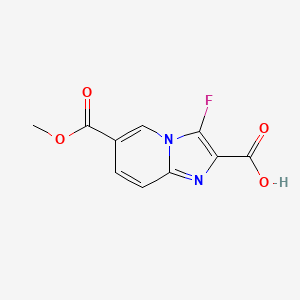 molecular formula C10H7FN2O4 B2497383 3-Fluoro-6-(methoxycarbonyl)imidazo[1,2-a]pyridine-2-carboxylic acid CAS No. 2137684-59-2