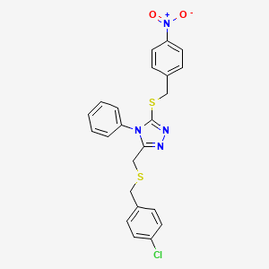 3-[(4-Chlorophenyl)methylsulfanylmethyl]-5-[(4-nitrophenyl)methylsulfanyl]-4-phenyl-1,2,4-triazole
