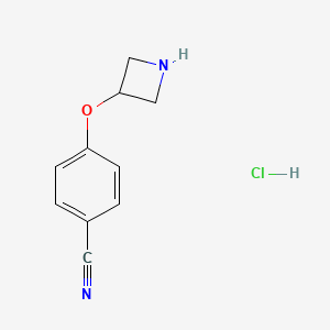 molecular formula C10H11ClN2O B2497389 4-(Azetidin-3-yloxy)benzonitrile hydrochloride CAS No. 1236862-00-2